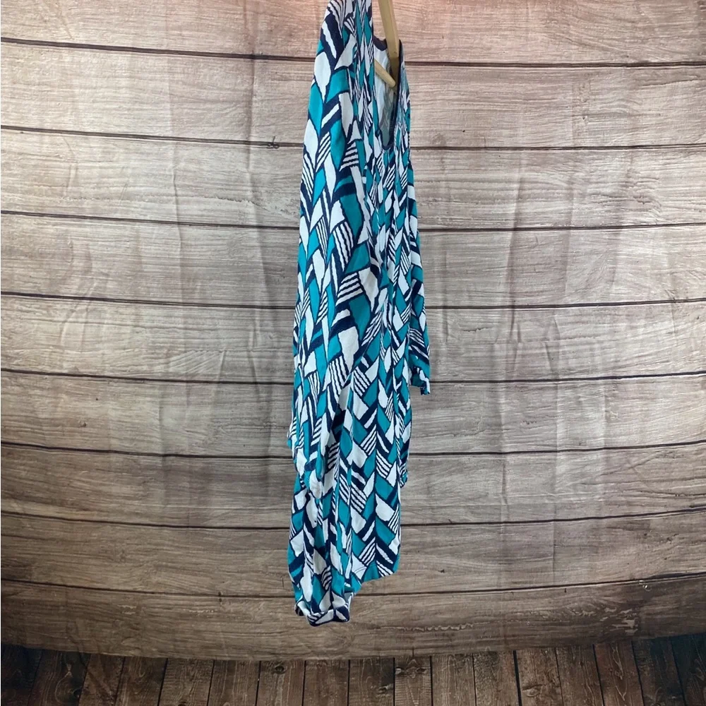 Kim Rogers Teal, Navy and White Geometric Pullover Tunic - Picture 2 of 8